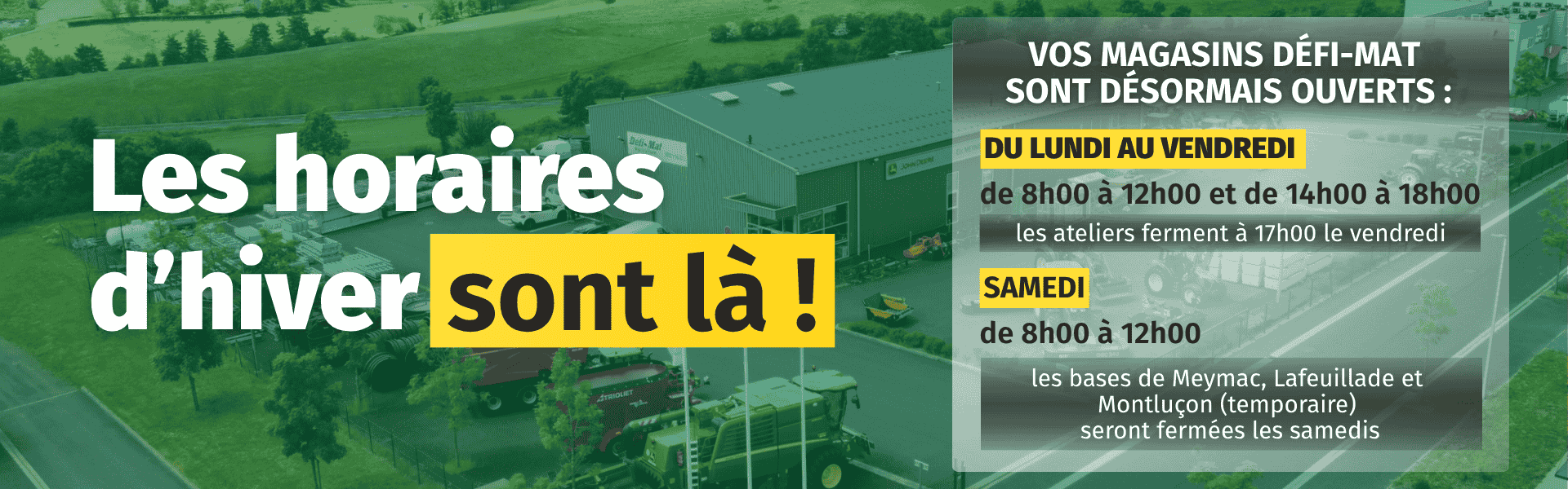 Nouveaux horaires d'hiver Défi-Mat