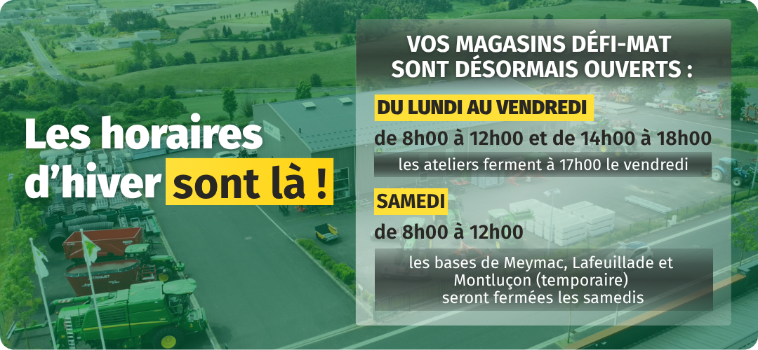 Nouveaux horaires d'hiver Défi-Mat