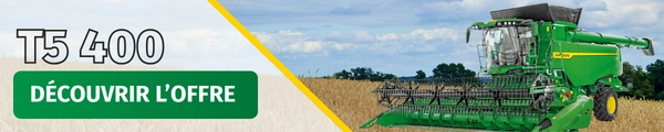 Offre exceptionnelle John Deere location moissonneuse T5 400- Sommet de l'élevage Défi-Mat