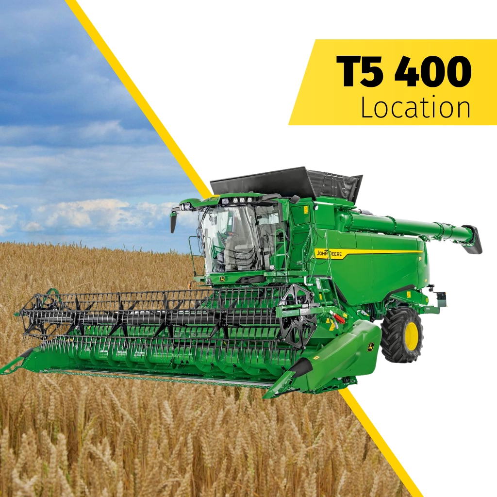 Offre exceptionnelle John Deere location moissonneuse T5 400- Sommet de l'élevage Défi-Mat