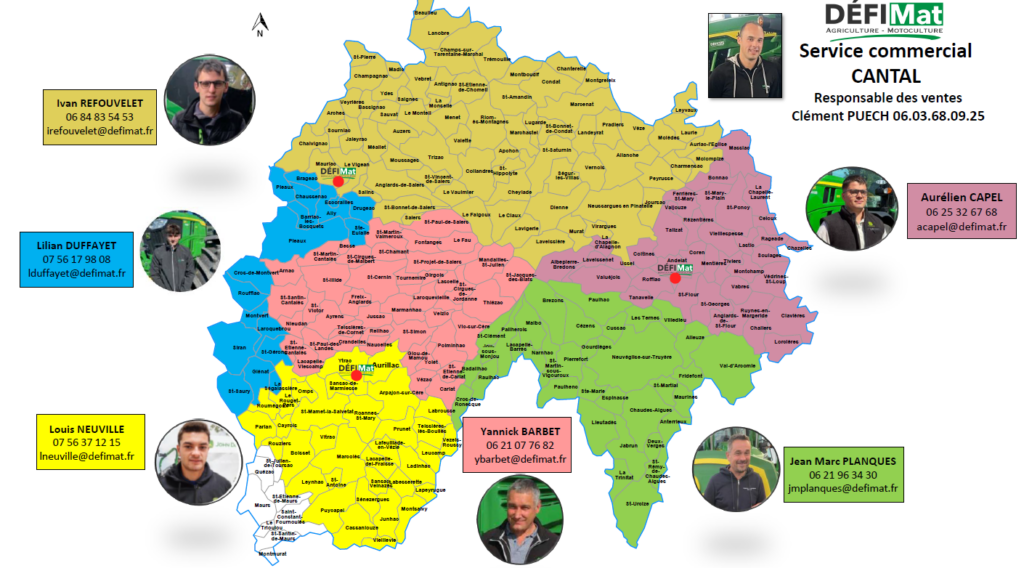 Carte vendeurs Défi-Mat secteur Cantal