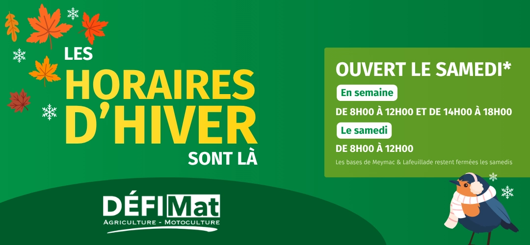 Horaires d'hivers Défi-Mat